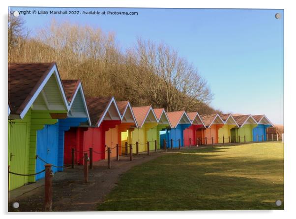 Scarborough Beach Huts.  Acrylic by Lilian Marshall