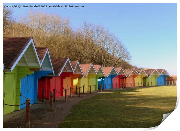 Scarborough Beach Huts.  Print by Lilian Marshall