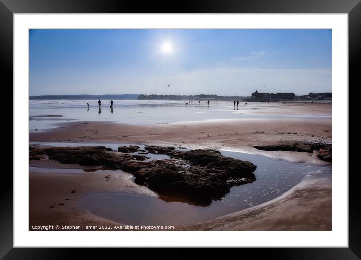 Sun Silhouettes and Sand#2 Framed Mounted Print by Stephen Hamer