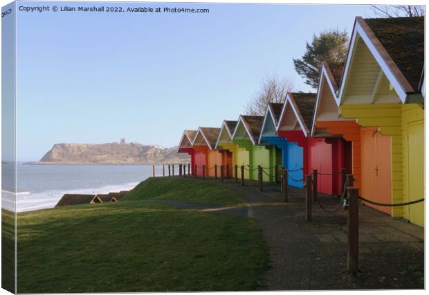 Beach huts at Scarborough , North Yorkshire.  Canvas Print by Lilian Marshall