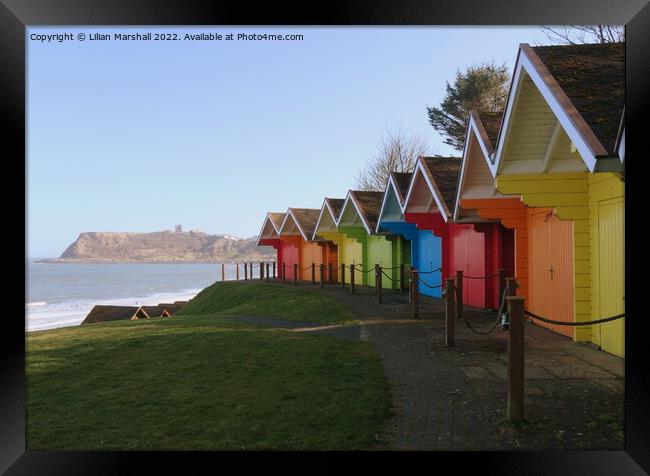 Beach huts at Scarborough , North Yorkshire.  Framed Print by Lilian Marshall