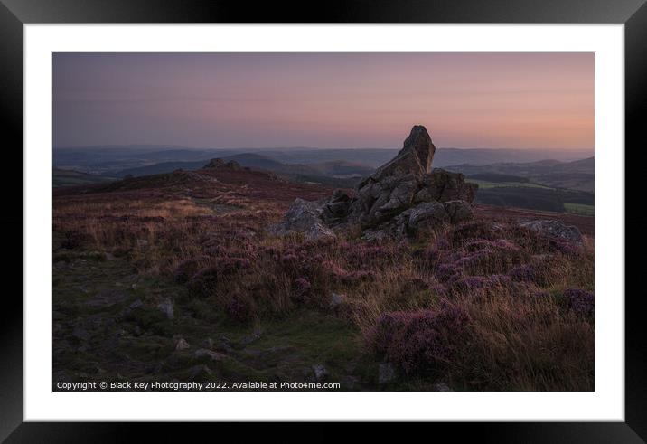 Last of the light, Stiperstones Framed Mounted Print by Black Key Photography