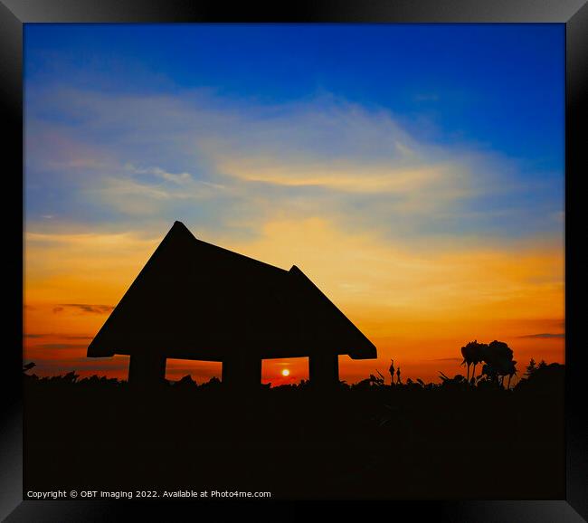 Sunset Birdhouse Silhouette Sleepover Framed Print by OBT imaging
