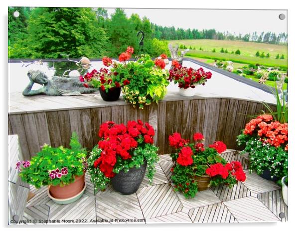 Roof top garden Acrylic by Stephanie Moore