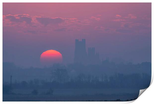 Dawn over Ely, 23rd March 2022 Print by Andrew Sharpe