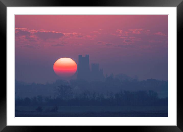 Dawn over Ely, 23rd March 2022 Framed Mounted Print by Andrew Sharpe