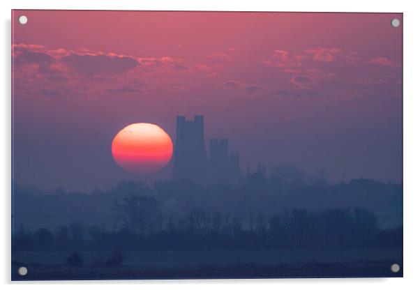 Dawn over Ely, 23rd March 2022 Acrylic by Andrew Sharpe