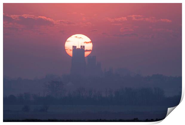 Dawn over Ely, 23rd March 2022 Print by Andrew Sharpe