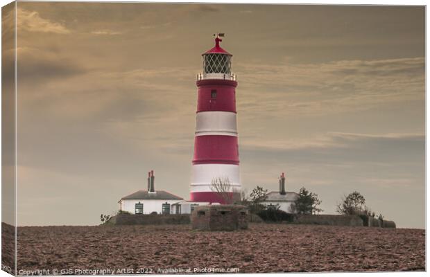 Lighthouse and WW2 Pillbox Canvas Print by GJS Photography Artist