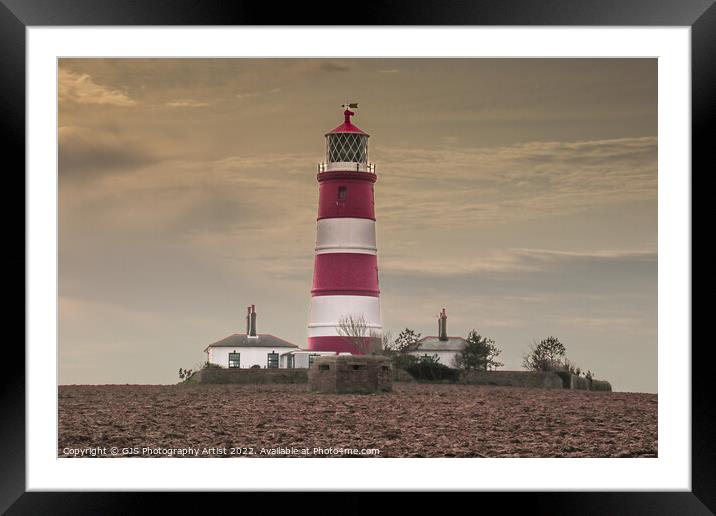 Lighthouse and WW2 Pillbox Framed Mounted Print by GJS Photography Artist