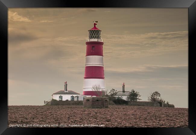 Lighthouse and WW2 Pillbox Framed Print by GJS Photography Artist
