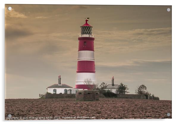 Lighthouse and WW2 Pillbox Acrylic by GJS Photography Artist