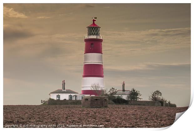 Lighthouse and WW2 Pillbox Print by GJS Photography Artist
