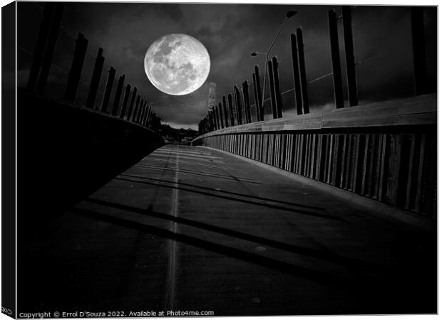 Full Moon over Pedestrian Bridge Canvas Print by Errol D'Souza
