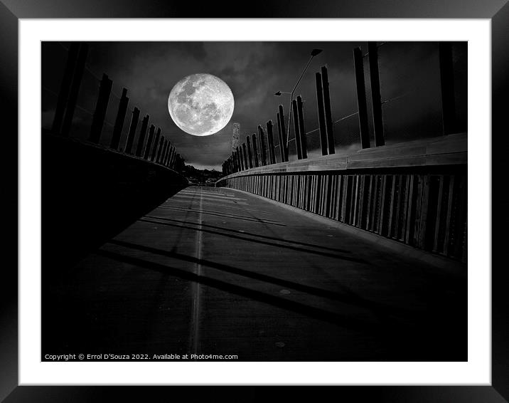 Full Moon over Pedestrian Bridge Framed Mounted Print by Errol D'Souza