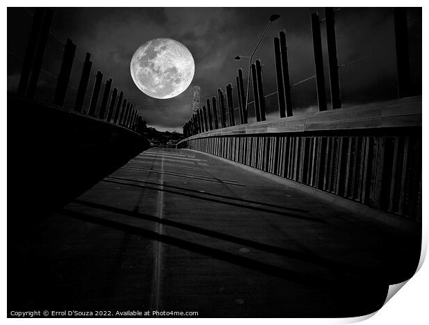 Full Moon over Pedestrian Bridge Print by Errol D'Souza