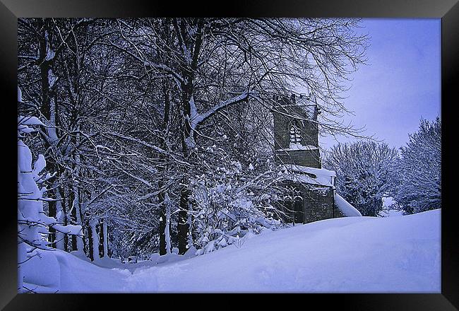 Country Village Church in Winter Framed Print by K7 Photography