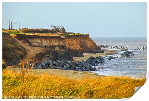 Crumbling Cliffs into the Sea Print by GJS Photography Artist