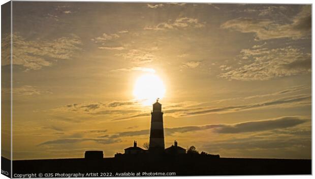 Orange Glows Over the Lighthouse Canvas Print by GJS Photography Artist