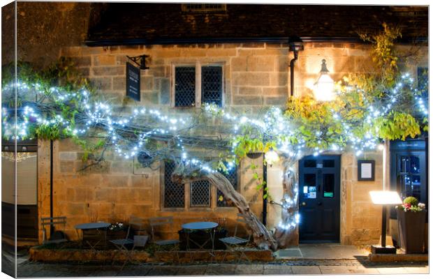 Broadway Christmas Lights Cotswolds Worcestershire Canvas Print by Andy Evans Photos