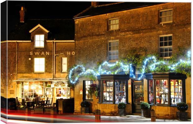 Broadway Christmas Lights Cotswolds Worcestershire Canvas Print by Andy Evans Photos