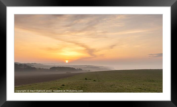Sea mist at sunset, Weybourne Norfolk Framed Mounted Print by Paul Thetford