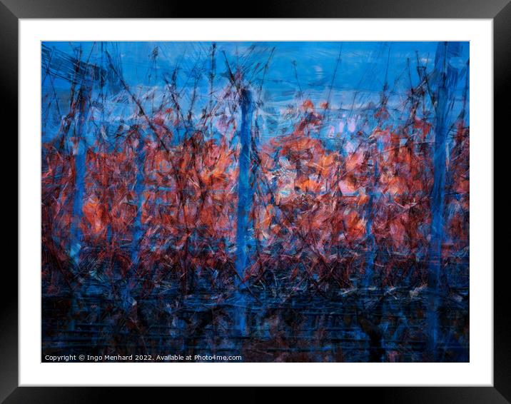 Autumn fire in the vineyards artwork Framed Mounted Print by Ingo Menhard