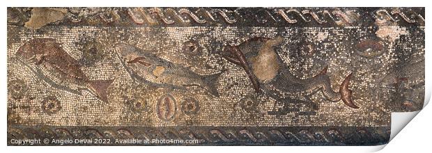 Roman Fish Mosaic Panel in Milreu Print by Angelo DeVal