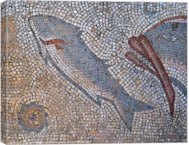 Roman Fish Mosaic in Milreu Canvas Print by Angelo DeVal