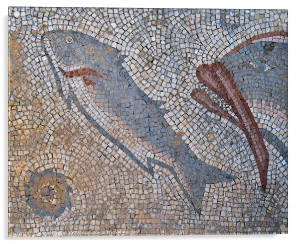 Roman Fish Mosaic in Milreu Acrylic by Angelo DeVal