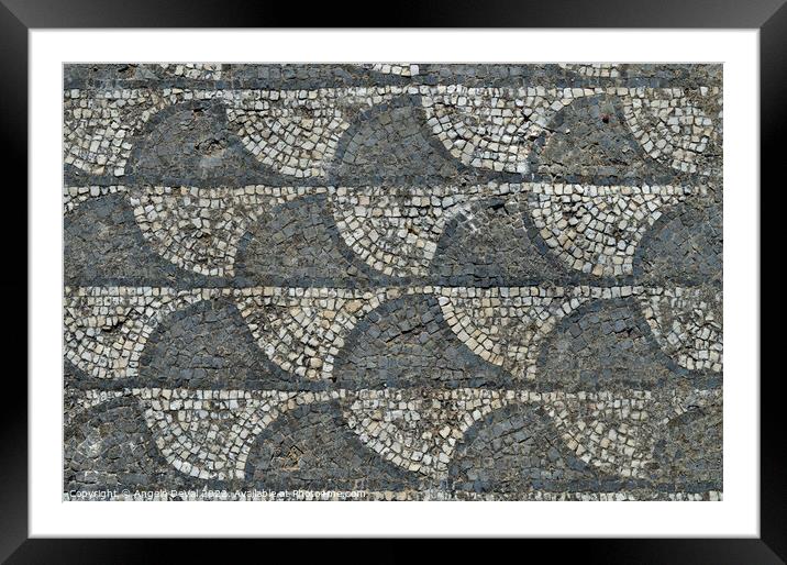 Ancient Roman mosaic with wave patterns Framed Mounted Print by Angelo DeVal