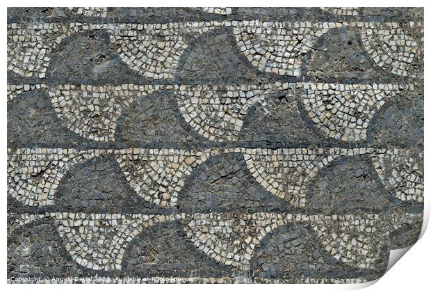 Ancient Roman mosaic with wave patterns Print by Angelo DeVal