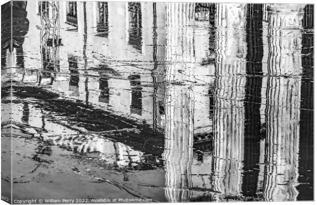 Black White Rink Maison Caree Roman Temple Nimes Gard France Canvas Print by William Perry