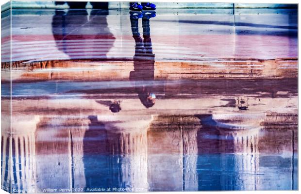 Skating Rink Reflection Abstract Maison Caree Roman Temple Nimes Canvas Print by William Perry
