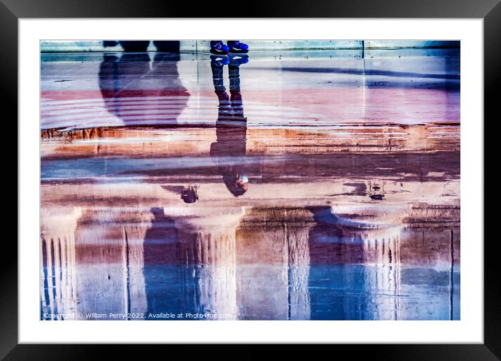 Skating Rink Reflection Abstract Maison Caree Roman Temple Nimes Framed Mounted Print by William Perry