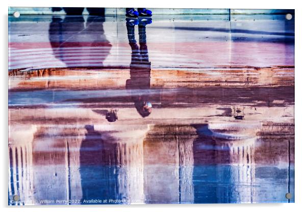 Skating Rink Reflection Abstract Maison Caree Roman Temple Nimes Acrylic by William Perry