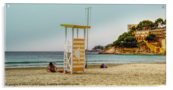 Peguera Beach Mallorca  Acrylic by Peter F Hunt