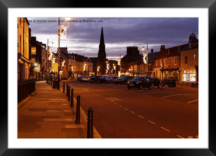 TYNEMOUTH LIGHTHING Framed Mounted Print by andrew saxton