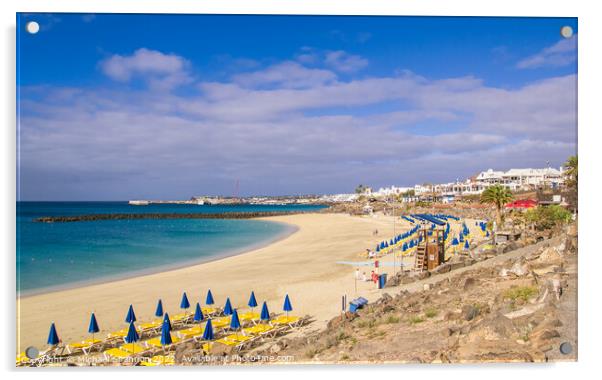 Golden sandy beach, Playa Dorada, Playa Blanca, La Acrylic by Michael Shannon