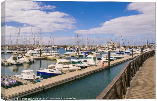 The boats and yachts in Rubicon Marina, Playa Blan Canvas Print by Michael Shannon