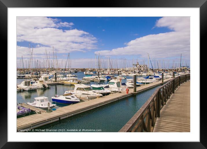 The boats and yachts in Rubicon Marina, Playa Blan Framed Mounted Print by Michael Shannon