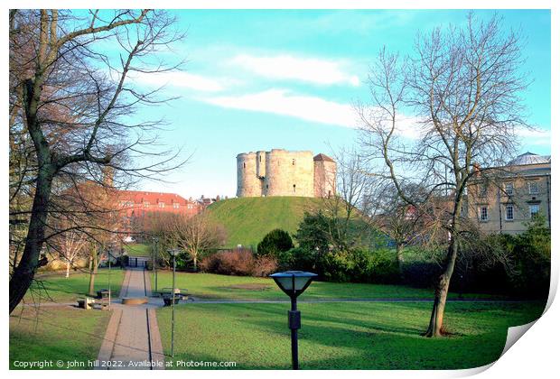 Clifford's tower at York Castle Print by john hill