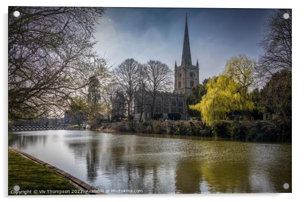 Along the Riverbank, Stratford Upon Avon Acrylic by Viv Thompson