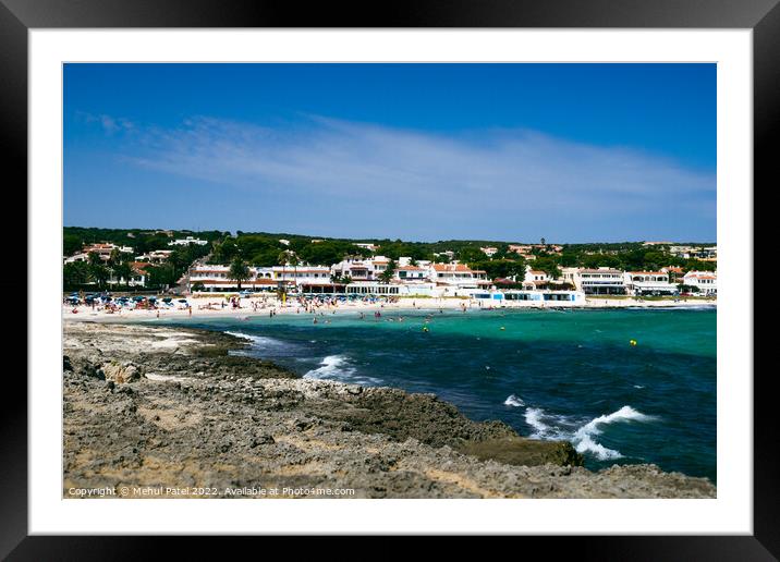 View of coast of town, Punta Prima, on south east coast of Menorca Framed Mounted Print by Mehul Patel