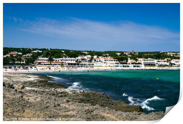 View of coast of town, Punta Prima, on south east coast of Menorca Print by Mehul Patel