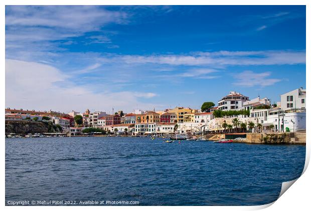 The fishing port of Cales Fons in the town of Es Castell, Menorca Print by Mehul Patel