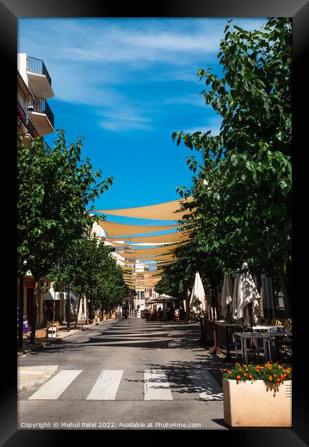 Canopied and tree-lined street in the old town of Mahon, Spain - Framed Print by Mehul Patel