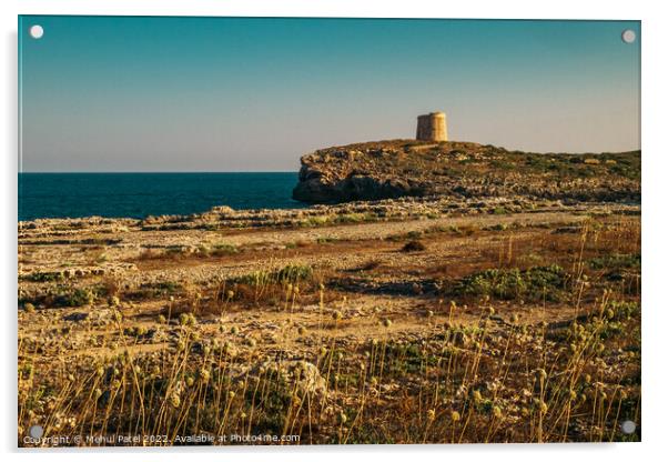 Towers on the coast of Cala Alcaufar on island of Menorca, Spain Acrylic by Mehul Patel
