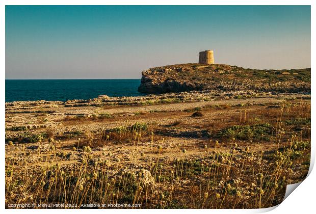 Towers on the coast of Cala Alcaufar on island of Menorca, Spain Print by Mehul Patel