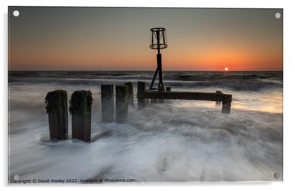Sunrise Over Gorleston Beach Acrylic by David Powley